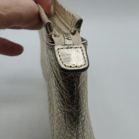 Coach Pebbled Gold Leather Small Zip Tassel Wristlet Removable Strap - Picture 10 of 13